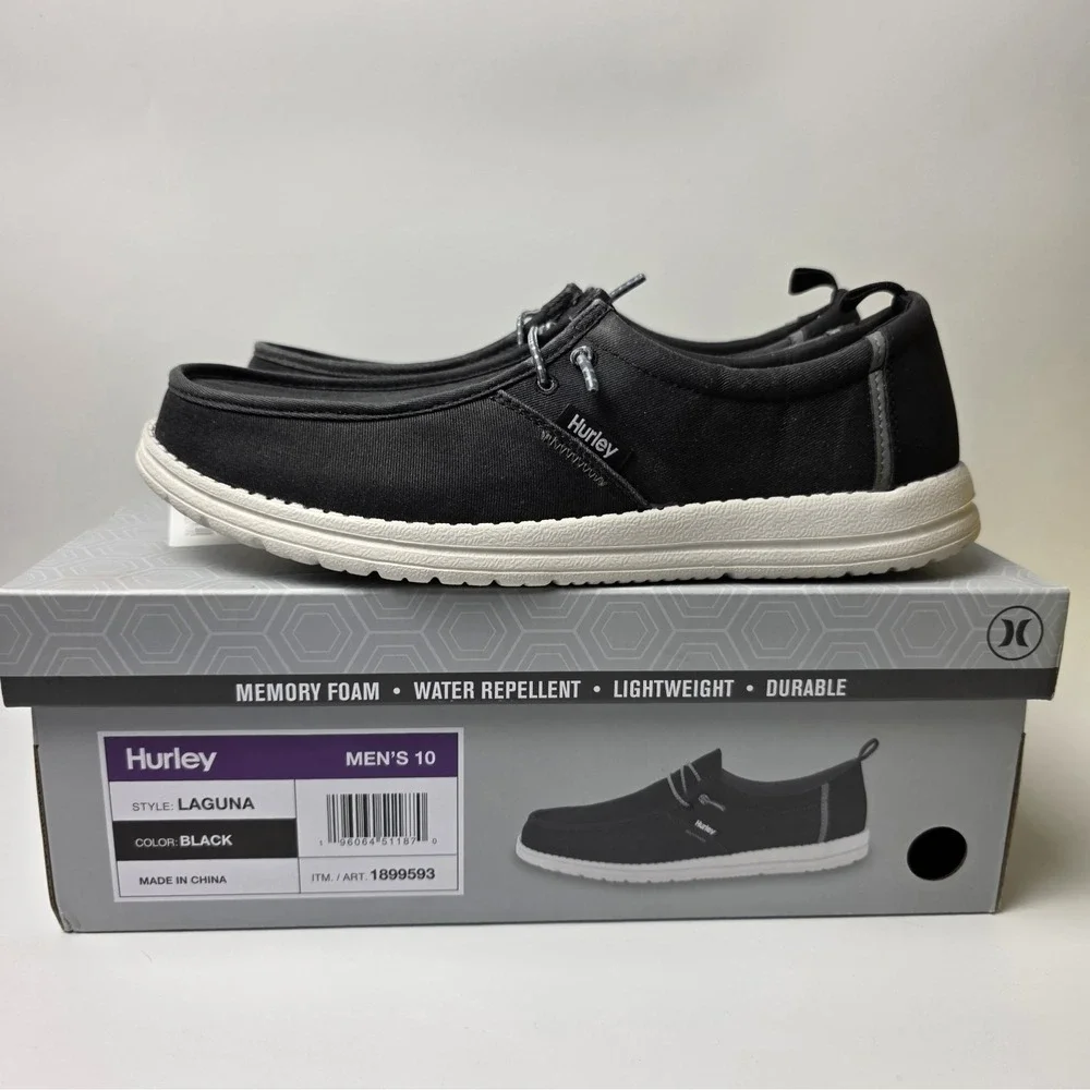 New In Box Hurley Men's Size 10 Style Laguna Black Casual Shoe Small Scuff #0461